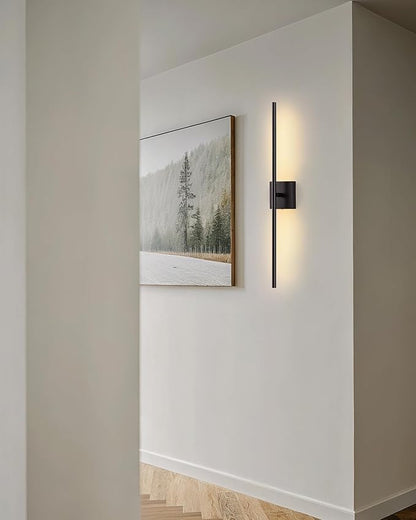 KDG Cordless Wall Sconces Set of 2, Wireless 5200mAh Rechargeable Battery Operated LED Wall Lamps with Remote, 360° Rotate Lightings for Wall Painting, Bedroom, Hallway, Night Light 31.5 inch (Black)