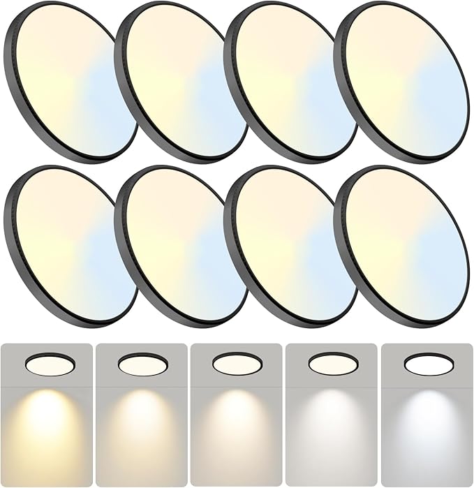 WKONCLDY 7.5Inch LED Ceiling Lights, 5 Colors Selectable (3000K/3500K/4500K/5000K/6000K) Flush Mount Ceiling Lights, Ultra Thin LED Ceiling Lights Fixtures 0.87Inch for Living Room