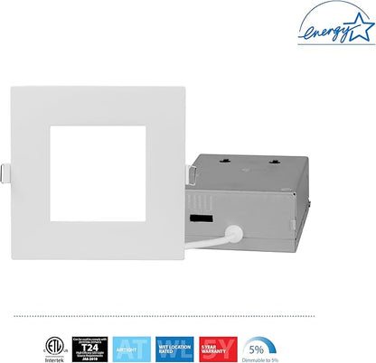 NICOR Lighting REL Selectable 4 in. Square Remodel LED Downlight Kit (24 Pack) (REL41120SSQWH-24PK), White