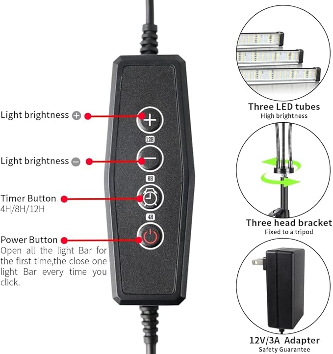 Grow Light with Stand,150W 252 LEDs 6000K Full Spectrum White Floor Lamp UV Plant Lights for Indoor Plants,5 Dimmable Levels & Auto On/Off Timer 4 8 12 Hrs