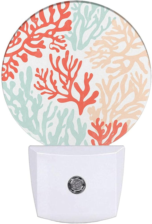 EKOBLA Coral Plug-in Night Light, Ocean Underwater Coral Reef LED Nightlight with Auto Sensor for Home Indoor Decor