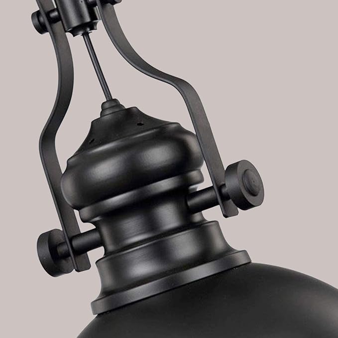 12 Inch Industrial Pendant Light with Diffuser, Vintage Hanging Fixture for Kitchen Island, Dining Room, Farmhouse, Bar, Cafe, Dimmable Rustic Ceiling Lamp (Black, 1 Pack)
