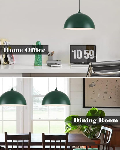 Green Pendant Lights Kitchen Island, 16 Inch Large Pendant Lights Kitchen Island, Large Dome Pendant Light, Modern Farmhouse Pendant Light for Kitchen Island, Dining Room, Cafe, Bar, 2 Pack