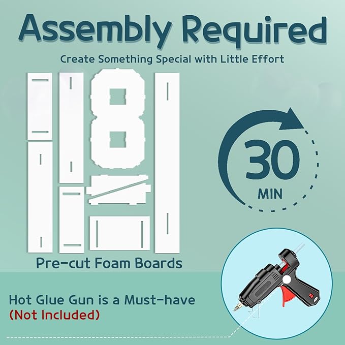 imprsv Light-up Numbers 8th Birthday Decorations: Large 3ft Marquee Number 8 80th Birthday Women Men Eight Year Old Birthday Decor Party Backdrop Anniversary Big Foam Board Number 8