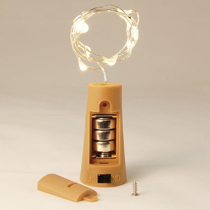 LumaBase Battery Operated Wine Cork with White Fairy String Lights - Set of 6