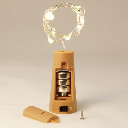 LumaBase Battery Operated Wine Cork with White Fairy String Lights - Set of 6