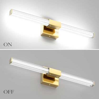 Ralbay 24inch Gold Bathroom Vanity Light Bar 22W Modern LED Vanity Lights Gold Bathroom Wall Mounted Light Fixtures Over Mirror(5500K White Light)