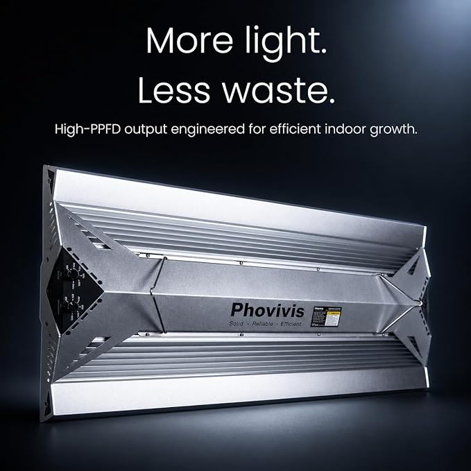 OptiGrowX480 LED Grow Light for Indoor Plants, Full Spectrum with Veg Bloom Control, Optical Lens Design, High Efficiency, High PPFD Output for 3x3 4x4 Grow Tent