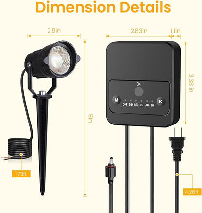 Landscape Lighting Kit, Low Voltage Landscape Lights with Dusk to Dawn Transformer 33FT Wire, Waterproof Outdoor Landscape Lights 3000K 12-24V, Outdoor Spotlight for Yard House 4Pack