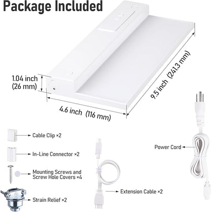 TORCHSTAR Ultra-Slim LED Under Cabinet Lighting Fits 12 Inch Cabinets, 5CCT 8W 600LM, Hardwired & Plug-in, 120V CRI90 Linkable Dimmable Thin Under Counter Lights for Kitchen, ETL T24, Pack of 2