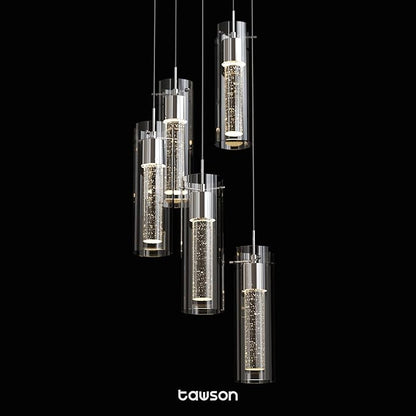 Tawson Alice 5-Light Chandelier Pendant Ceiling Light, Integrated Led and Bubble Glass, for Kitchen Island, Hallway, Entryway, Passway, Dining Room, Bedroom, Balcony Living Room