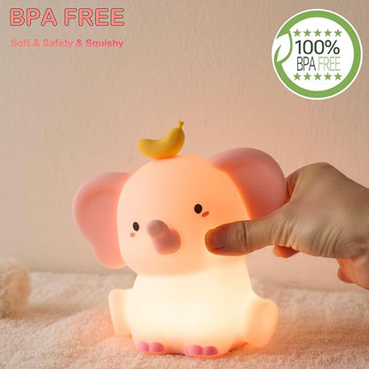 Elephant Lamp, Elephant Cute Night Light Gifts, Rechargeable Bedside Nightlight, Dimmable Squishy Silicone Animal Touch Lamp, Baby Room Decor, Small Night Light for Kids Teens Boys Girls Lovers