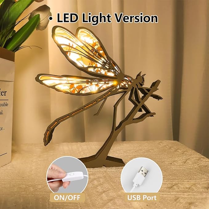 3D Wooden Animal Carving LED Night Light, Wood Carving Light, Modern Home Decoration, Decorative Tables, Cabinets, Living Rooms, Bedrooms, Offices, Farmhouses, Bookshelves, Perfect Holiday Gifts