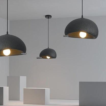 11.8in Wabi Sabi Pendant Light, Kitchen Island Lighting Fixture Ceiling Mount Japanese Lamp Japandi Chandelier for Dining Living Room Hallway Bedroom Restaurant Hanging Lamp, Black 1 Pack