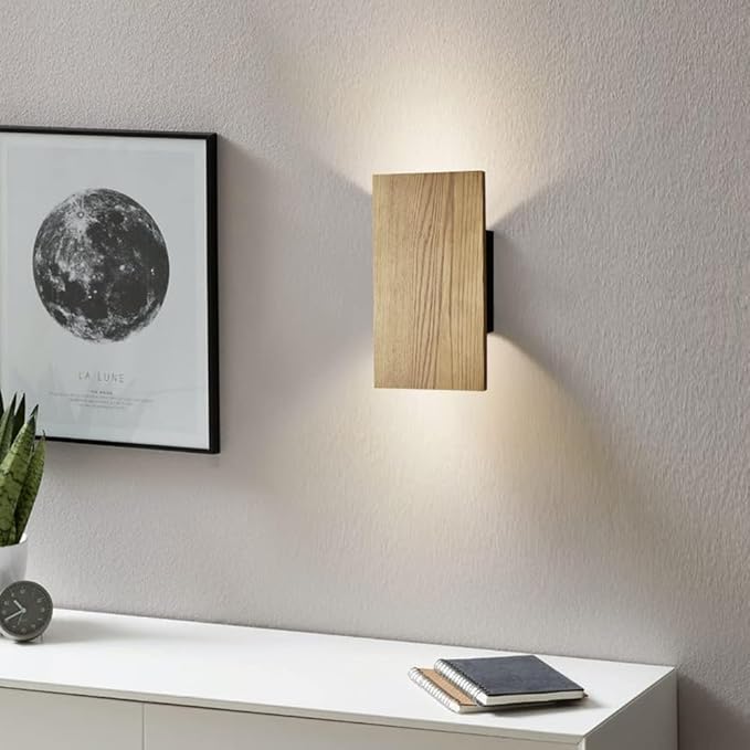 Wall Lights for Living Room with Switch,Nature Wood Wall Lamp in Modern Design,Vintage Led Wall Sconce Up and Down Indoor for Bedroom,Hallway,Hotel,Retro Night Lamp Warm White,8w,1pack