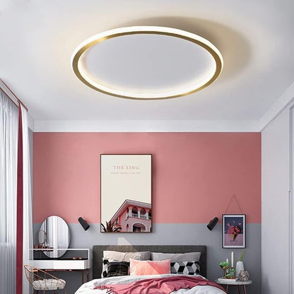 Dimmable LED Ceiling Light Fixture Flush Mount,20" Modern Round Recessed Ceiling Lamp with APP Adjustment,Gold 55W Close to The Ceiling Lighting Living Room Bedroom,3000K-6000K Ceiling Lamp
