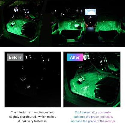 Ohleats Car LED Strip Light, 48 LED RGB Auto Interior Atmosphere Lights, Cigarette Lighter Under Dash Ambient Night Light, Interior Lamp Lighting Kit (Green, USB)