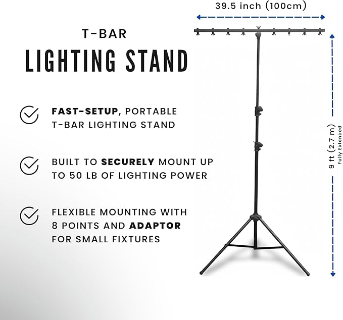CHAUVET DJ CH06 Lightweight Lighting Stand w/T-Bar (50lb Capacity)