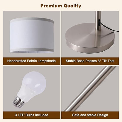 Floor Lamps for Living Room, 2400LM Super Bright Arc Floor Lamp with Remote Control, 3 Light Tall Floor Lights with Stepless Dimmable, 80" Mid Century Tree Floor Lamp for Bedroom, Office