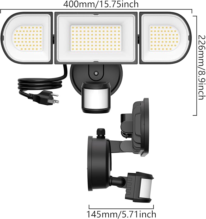 Onforu 130W LED Motion Sensor Outdoor Lights Plug in, Dusk to Dawn Outdoor Lighting, 13000LM Motion Detector Outside Flood Light with Remote, 6500K IP65 Waterproof Security Light(Black)