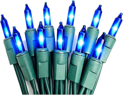 Christmas Lights 100 Counts,26.5 Feet Indoor Outdoor,Green Wire Connectable of Lighting String Blue,Decorations for Holiday, Party,Festival,Christmas String Lights (Green-Blue)