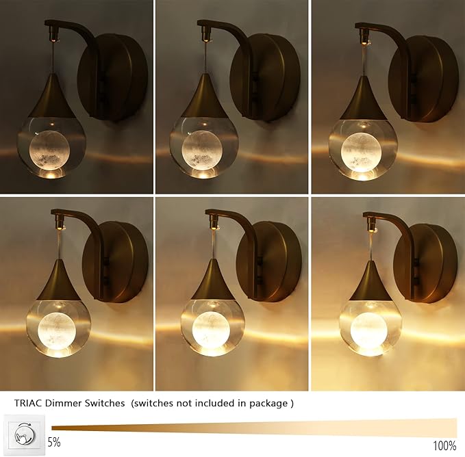 Modern Moon Wall Light, Globe Wall Sconce Light, Led Wall Lamp for Bedroom Living Room Hallway, 3300k Warm White | Dimmable | Matte Brass