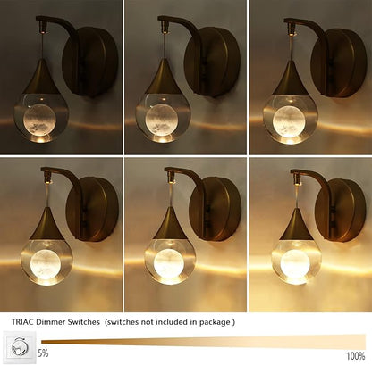 Modern Moon Wall Light, Globe Wall Sconce Light, Led Wall Lamp for Bedroom Living Room Hallway, 3300k Warm White | Dimmable | Matte Brass