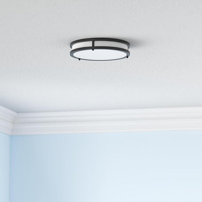 Flush Mount Ceiling Light Black, 30W 4000Lm 5CCT Dimmable LED Ceiling Light Fixture, 2700K/3000K/4000K/5000K/6500K Adjustable 10 Inch for Hallway Bedroom Bathroom Kitchen Closet Offices, Set of 2