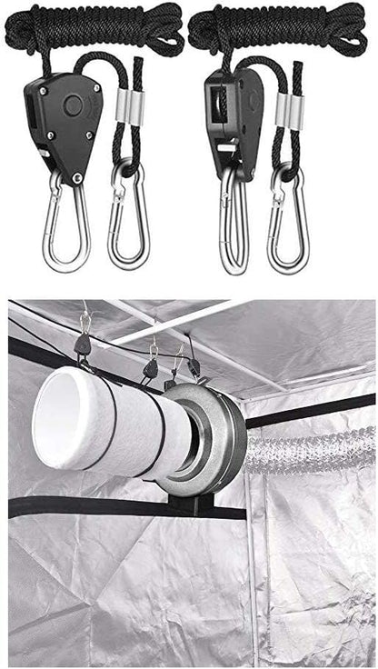6 Pairs 1/8" Heavy Duty Ratchet Hangers, Adjustable Rope Hangers, Grow Light Rope Hangers for Grow Plant Fan Filter Light Room Equipment, 150 LB Capacity per Pair