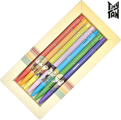 TinyTAN BTS Merchandise Official Licensed Kpop Merch Character Ballpoint Pen, 0.5mm, (1 Pack of 7 Pens) (Dynamite Ver.)