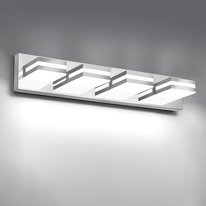 IZORRO LED Modern Bathroom Lights Fixtures(4-Light,Dimmable,360°Rotate),Chrome Acrylic Wall Lighting,Vanity Lights for Bathroom Over Mirror - 6000k 24In （No Assembly Required）