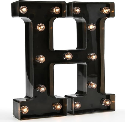 OYCBUZO Light Up Black Alphabet Marquee Letters Sign LED Marquee Number Lights Sign for Night Light Home Bar Christmas Lamp Birthday Party Wedding Decoration H