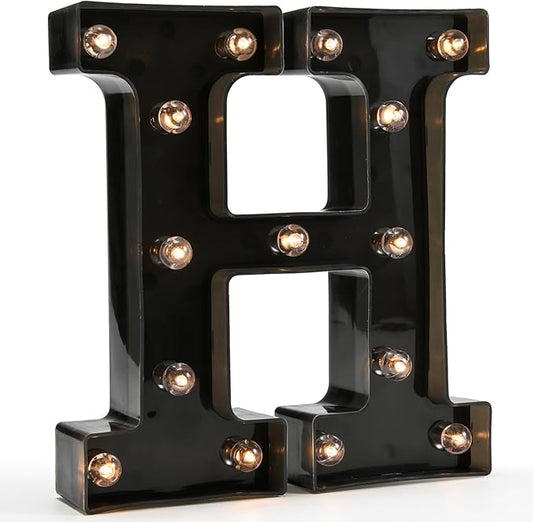 OYCBUZO Light Up Black Alphabet Marquee Letters Sign LED Marquee Number Lights Sign for Night Light Home Bar Christmas Lamp Birthday Party Wedding Decoration H