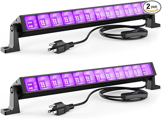 2PCS 40W LED Black Light Bar, Black Lights for Glow Party, Blacklight with Plug &Switch, Each Light Up 484 Sq.ft Area, Halloween Glow Light, Fluorescent Body Paint, Stage Lighting, Bedroom