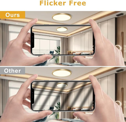 15.7Inch Gold Flush Mount Ceiling Light Fixture , 32W(320W Equivalent), 3800LM, 4000K Natural White, IP40, Flat Modern Round LED Ceiling Lights for Bedrooms, Living Rooms, Bathrooms, Stairwells, etc.