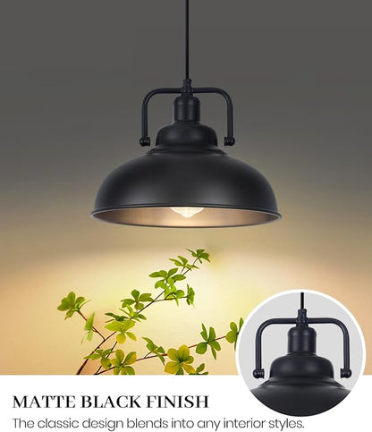 Black Farmhouse Pendant Light Kitchen Island 3pack, 11.5in Industrial Kitchen Pendant Light, Metal Pendant Lighting, Hanging Light Fixture for Kitchen, Dining Room, Bar, Barn, Restaurant