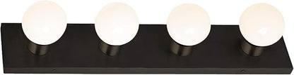 Design House Vanity Lights, 4 Linear Lights, Dimmable, Horizontal or Vertical Use, Uses (4) 60W Bulbs, for Bathroom/Makeup Vanity, Matte Black, 24.0. in. L x 4.33 in. H x 2.0 in. D, 588574-BLK