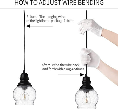 WILON Kitchen Island Light Fixtures, Black Pendant Light with Seeded Glass Shade Mini Pendant Lighting for Kitchen Island, Farmhouse Ceiling Light for Kitchen Island Dining Room Hallway Living Room
