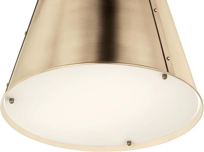 Kichler Etcher 2-Light Pendant Light Fixture, Kitchen Island Hanging Pendant with Etched Painted White Glass Diffuser in Champagne Bronze for Dining Room (22.5" x 18"), 52711CPZ