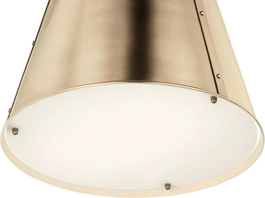 Kichler Etcher 2-Light Pendant Light Fixture, Kitchen Island Hanging Pendant with Etched Painted White Glass Diffuser in Champagne Bronze for Dining Room (22.5" x 18"), 52711CPZ