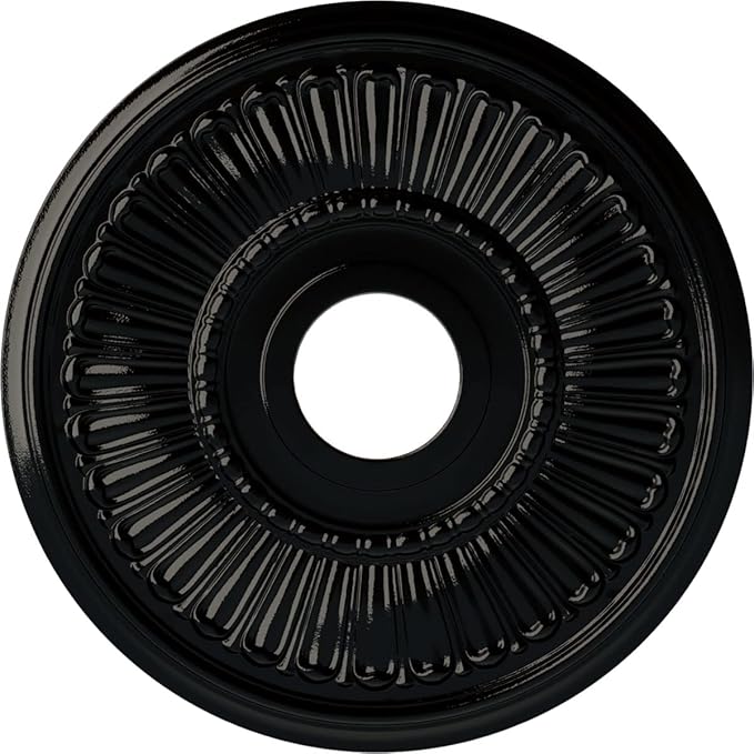 Ekena Millwork CM16MLBPS 16"OD X 3 5/8"ID X 3/4"P Melonie Ceiling Medallion Fits Canopies Up to 6 3/8", Black Pearl