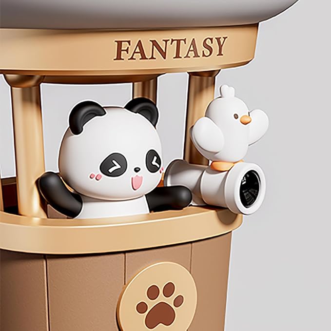 Hot Air Balloon Rechargeable Night Light, Safe Soft Silicone Material, 3 Brightness Levels, Tap Control, Warm Light, Toddler Sleeping Lamp, Bedroom Night Lamp, Gift for Baby and Kid (Panda)