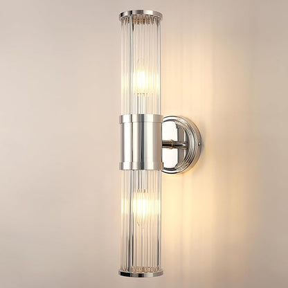 DORESshop Silver Wall Sconce, 19.6” Sconces Lighting, 2-Light Modern Light Fixtures, Bathroom Vanity Light for Living Room, Bedroom, Sconces Wall Decor, 1pack