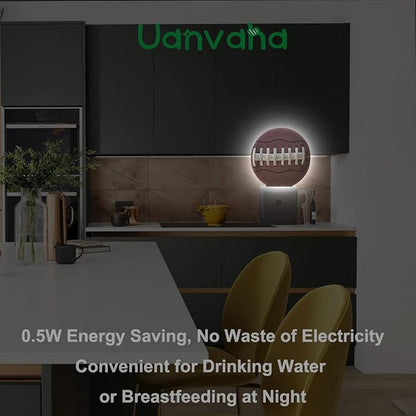 Night Lights Plug into Wall American Football Laces Close Up Night Light Dusk to Dawn Sensor LED Lighting for Bedroom Bathroom Living Room, 0.5W Sleep Friendly