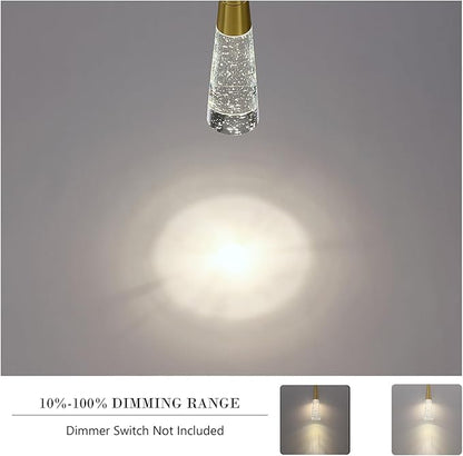 JoollySun Modern Crystal Pendant Light: Gold Mini Cone Hanging Light Fixtures for Kitchen Island Bathroom