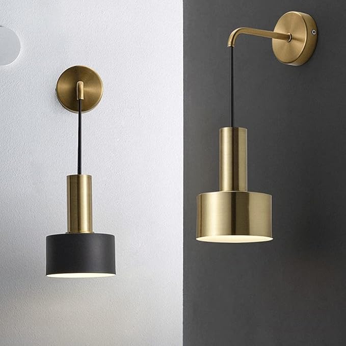 KEFA Battery Operated Wall Lights Indoor with Remote, 2 Pieces of Bedroom Bedside Chandelier Modern Minimalist LED Light Luxury Living Room Study Wall Lamp Porch Staircase Aisle Lamps, Gold