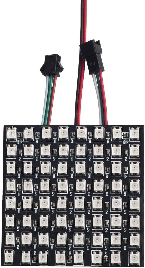 BTF-LIGHTING WS2812B ECO RGB Alloy Wires 5050SMD Individual Addressable 8X8 256 Pixels LED Matrix Panel Flexible FPCB Full Color Works with WLED,SP802E,etc Controllers Image Video Text Display DC5V