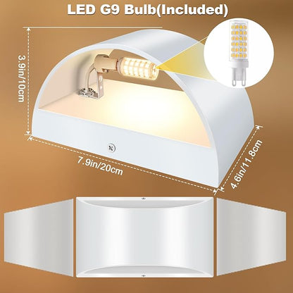 Aluminum Modern LED Wall Sconce Indoor Wall Lights 1 Pack Up and Down Wall Mount Light Fixture for Living Room Bedroom Corridor Hallway Conservatory Warm White 3000K(with G9 Bulbs)