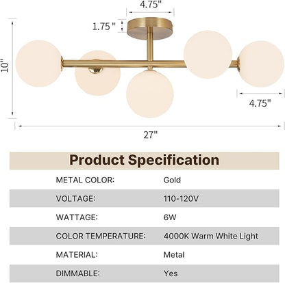Bathroom Light Fixtures, Brushed Gold Bathroom Vanity Light Over Mirror with Milk White Glass Shades, Dimmable LED Wall Sconces for Hallway, Entryway, Living Room, Bedside, Staircase