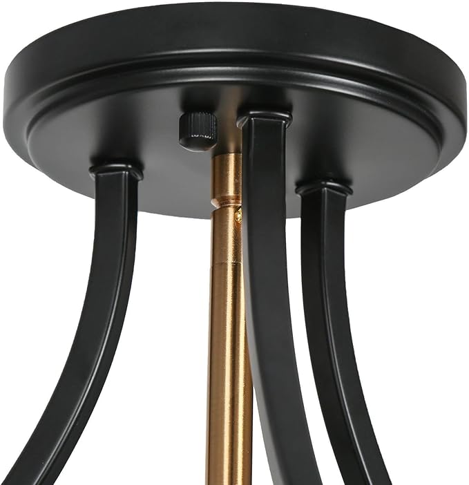 classy leaves Semi Flush Mount Ceiling Light, Black Gold Close to Ceiling Light Fixture 3 Light Modern Farmhouse Ceiling Light with Seeded Glass for Kitchen Bedroom Hallway Entryway